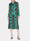 La Doublej Boy Flower And Wave Print Button-down Silk Shirt In Ashbury