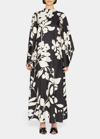 La Doublej Magnifico Silk Kimono-sleeve Maxi Dress In Winter Jasmine