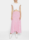 Isabel Marant Sakura Abstract-print Side-slit Midi Skirt In Pink