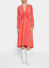Isabel Marant Havena Twisted Corduroy Midi Dress In Coral