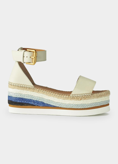 See By Chloé Glyn Colorblock Wedge Espadrille Sandals In Natural