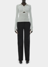 Helmut Lang Cut-out Cardigan Top In Ivory