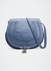 Chloé Marcie Medium Saddle Crossbody Bag In Deep Denim