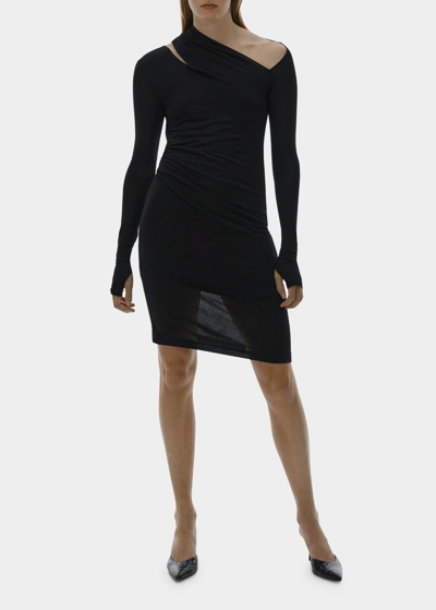 Helmut Lang Long Sleeve Cut-out Mini Bodycon Dress In Black