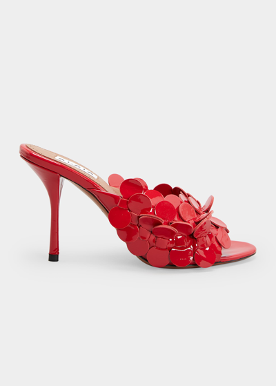 Alaïa Confettis Patent Leather Slide Sandals In Red