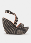 Alaïa Grommet-embellished Wedge Espadrilles In Noir