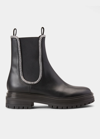 Gianvito Rossi Camoscio Calfskin Crystal Chelsea Boots In Black Black