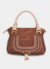 Chloé Marcie Medium Zip Leather Satchel Bag In Pure Brown