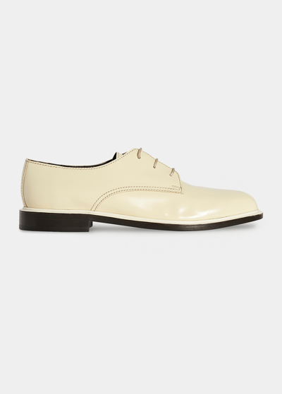 The Row Jules Patent Leather Lace-up Derby Loafers In Cream
