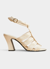 Khaite Perth Caged Calfskin Block-heel Sandals In 103 Cream