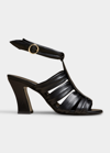 Khaite Perth Caged Calfskin Block-heel Sandals In Black