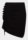 Rabanne Ruched-detail Asymmetric Miniskirt In Black