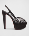 CHRISTIAN LOUBOUTIN CRYSTAL SLINGBACK RED SOLE PLATFORM SANDALS