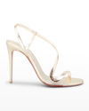 Christian Louboutin Rosalie Metallic Red Sole Stiletto Sandals In Platine