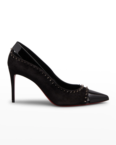 CHRISTIAN LOUBOUTIN DUVETTE SPIKE RED SOLE PUMPS