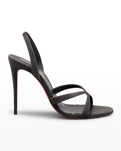 Christian Louboutin Emilie 100 Glitter Slingback Sandals In Black