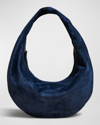 Khaite Olivia Medium Suede Hobo Bag In 358 Midnight Navy