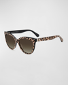Kate Spade New York Daeshas 56mm Polarized Cat Eye Sunglasses In Fp3 Leopard