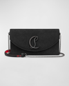 Christian Louboutin Loubi54 Glitter Leather Clutch In Black