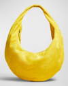 Khaite Olivia Medium Suede Hobo Bag In 612 Lemon
