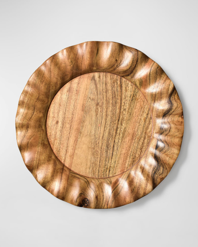 Coton Colors Fundamental Wood Ruffle Platter, Set Of 4