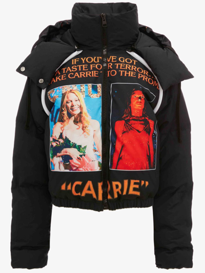 Jw Anderson Carrie - Poster Print Puffa Jacket In Black