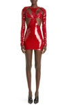 Laquan Smith Sequin Bralette Detail Cutout Minidress In Cherry
