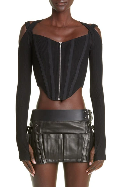 Dion Lee Shift-loop Corset Top In Black