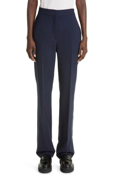 Akris Punto Chio Stretch Wool Crepe Straight Leg Trousers In Navy