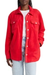 Thread & Supply Plaid Polar Fleece Shacket In Red