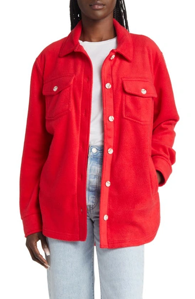 Thread & Supply Plaid Polar Fleece Shacket In Red