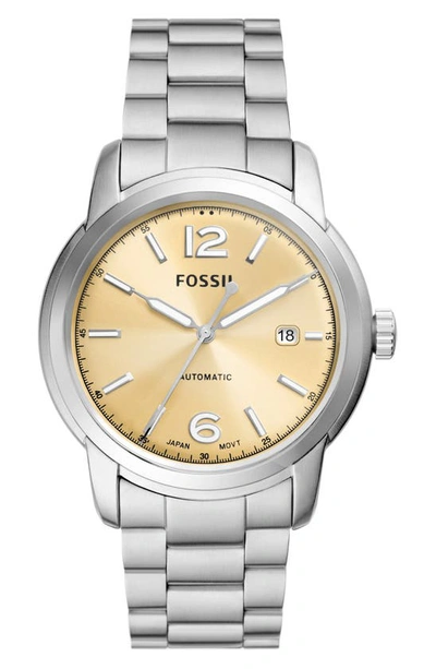 Fossil Men's Heritage Automatic Silver-tone Stainless Steel Bracelet Watch 43mm