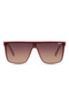 Quay Nightfall 52mm Polarized Shield Sunglasses In Pink,brown Polarized