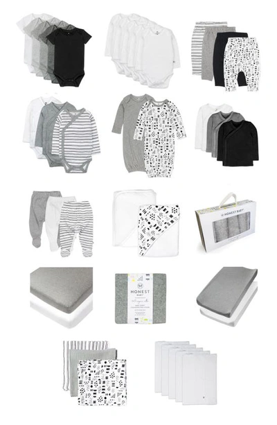 Honest Baby 50-piece Organic Cotton Baby Essentials Gift Box In Pattern Play/ Heather Gray