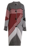 STELLA MCCARTNEY STRIPE WOOL LONG SWEATER COAT