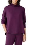 Eileen Fisher Funnel-neck Drop-shoulder Terry Top In Sweet Plum