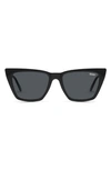 Quay Call The Shots 41mm Polarized Cat Eye Sunglasses In Black,smoke Polarized