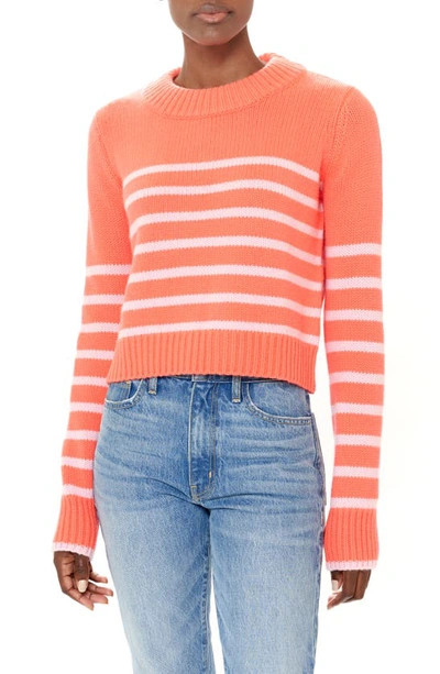 La Ligne Mini Marin Striped Wool-blend Sweater In Hot Coral