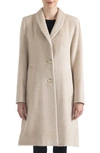 Sofia Cashmere Shawl Collar Alpaca Wrap Coat In Silver