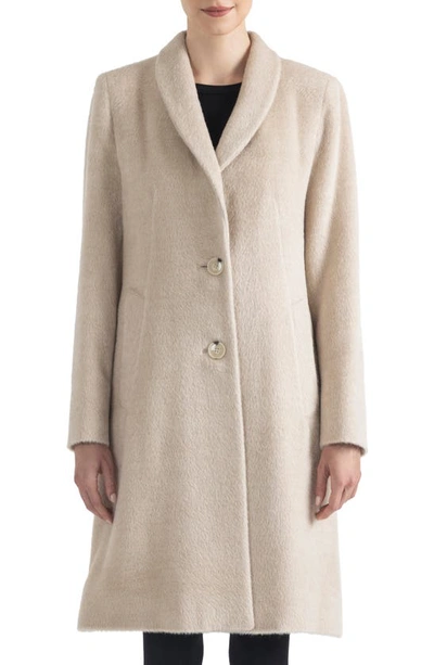 Sofia Cashmere Shawl Collar Alpaca Wrap Coat In Oat