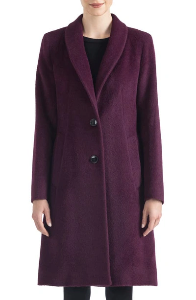 Sofia Cashmere Shawl Collar Alpaca Wrap Coat In Magenta