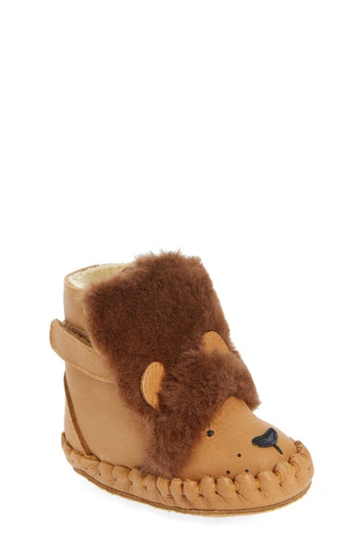 Donsje Kids' Kapi Leo Faux Fur Slip-on Shoe In Camel Classic Leather