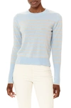 La Ligne Lean Lines Stripe Cashmere Sweater In Pale Blue/ Tan