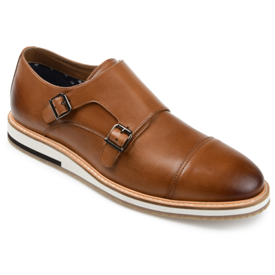 Thomas & Vine Thatcher Cap Toe Monk Strap Dress Shoe In Brown