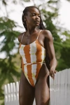 Martha Rey Holly One-piece Swimsuit In Ivory + Orange