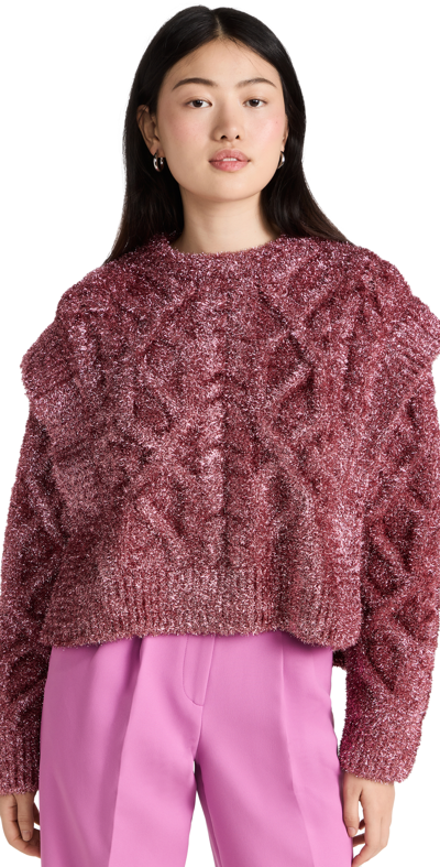 Aknvas Bonnie Metallic Cable-knit Sweater In Pink
