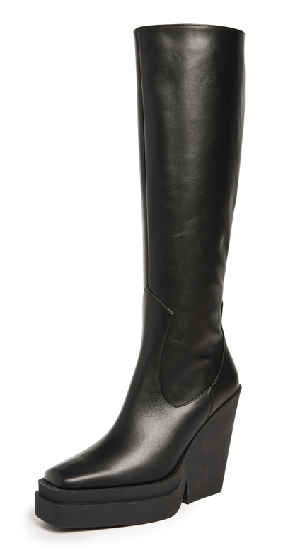 Gia Borghini Gia 14 Leather Knee-high Boots In Black