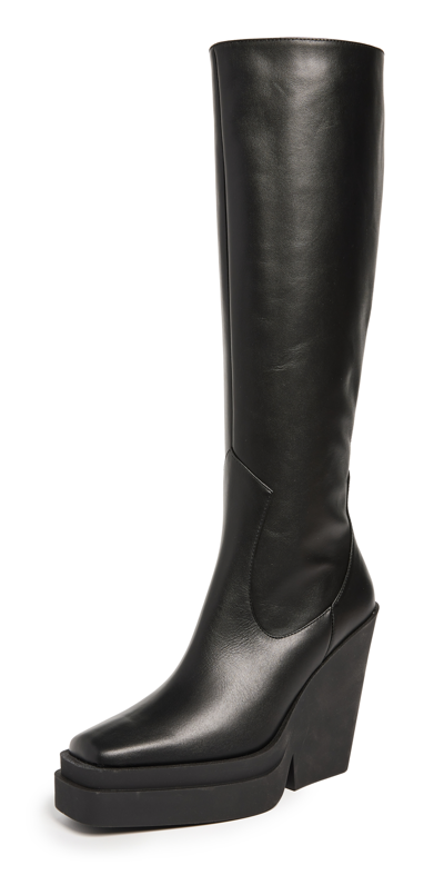 Gia Borghini Gia 14 Leather Knee-high Boots In Schwarz