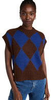 La Doublej Argyle-check Knitted Vest