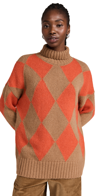 La Doublej Oversized Argyle Turtleneck Sweater